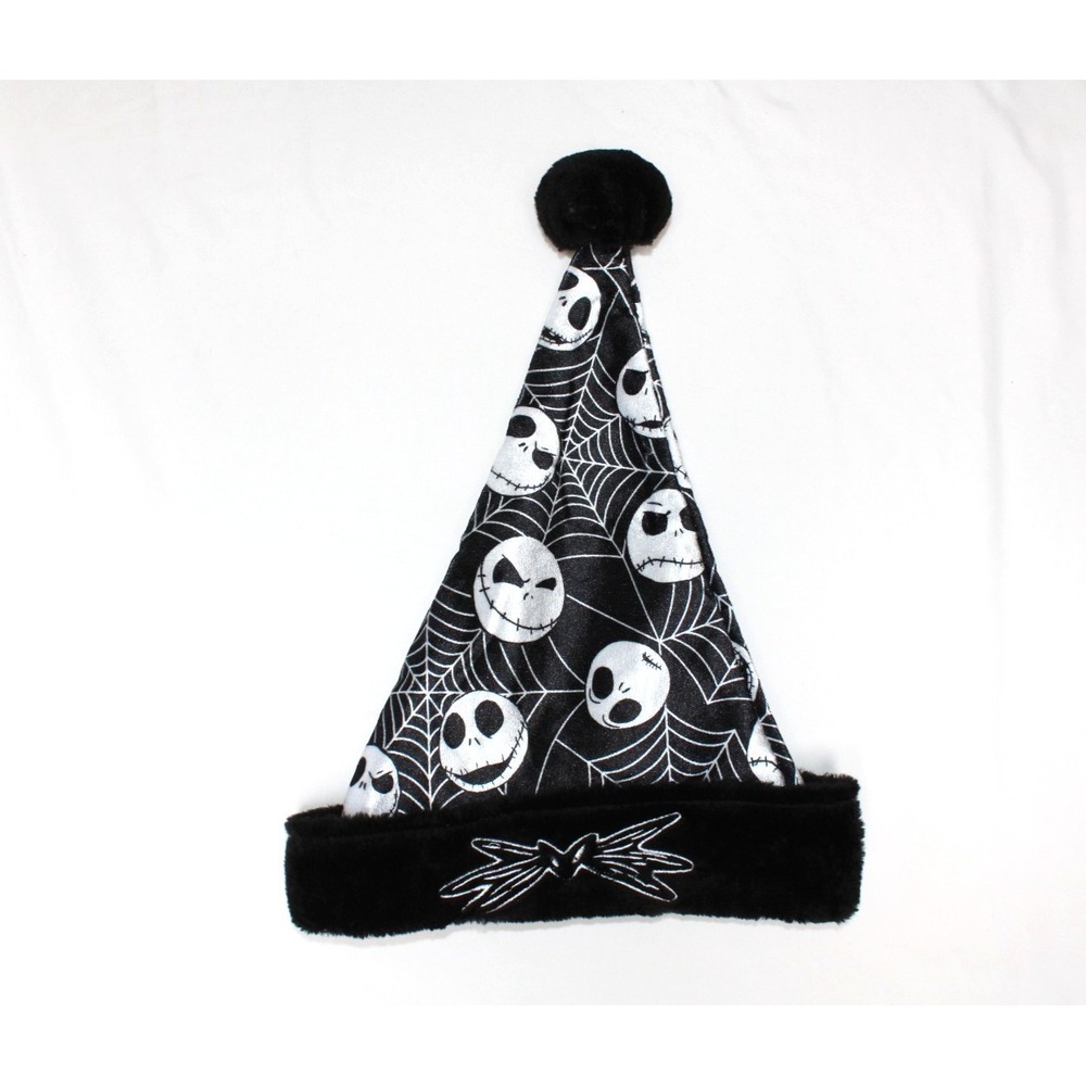 The Nightmare Before Christmas Jack Skellington Plush Santa Hat Black & White